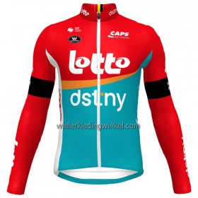 Wielershirt 2023 Lotto Dstny Lange Mouw Rood Geel Azuur